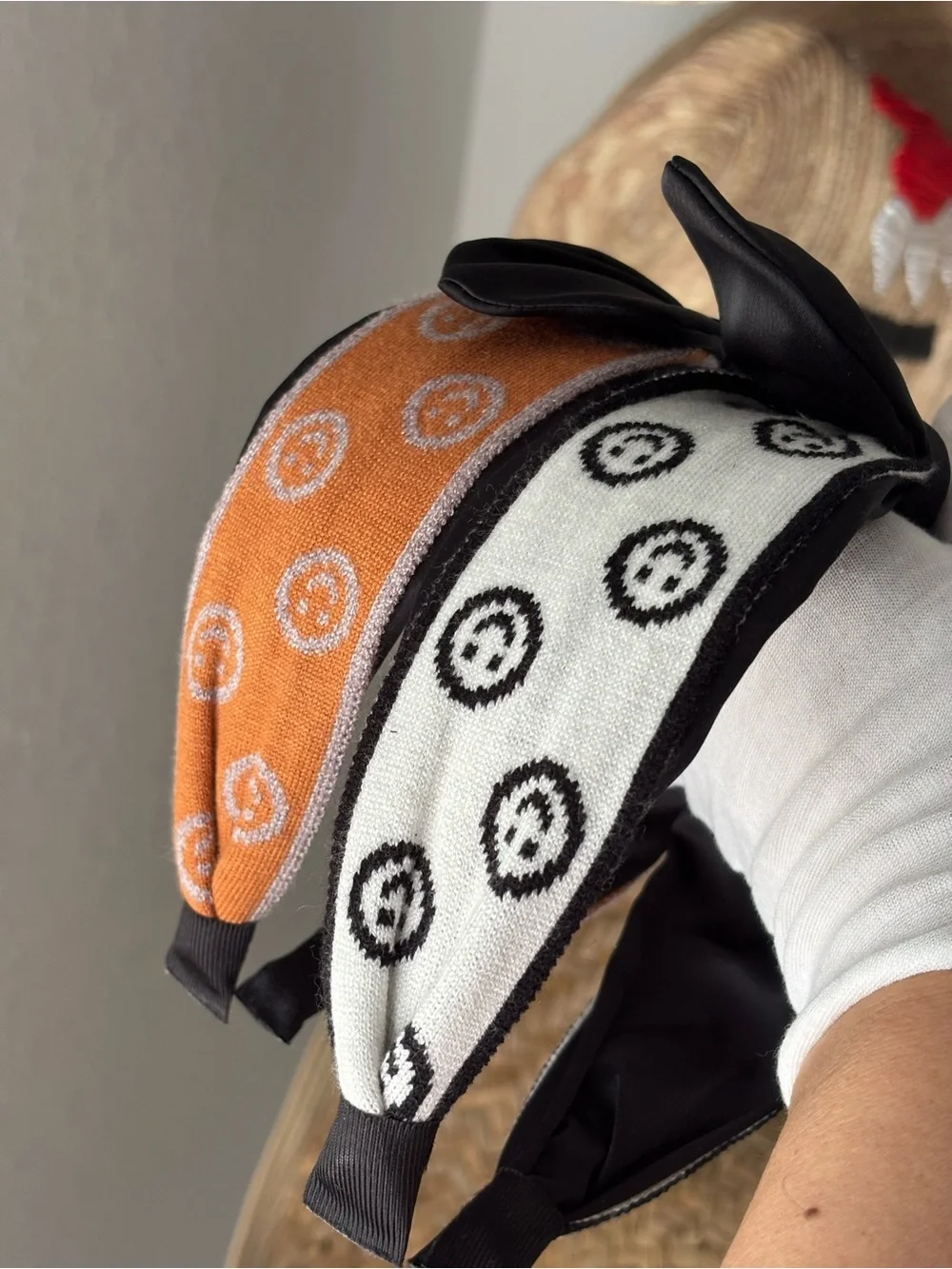 🖤😊 2 Smiley Face Bow Knot Headbands Set Trendy Cute Coquette NWT ✨